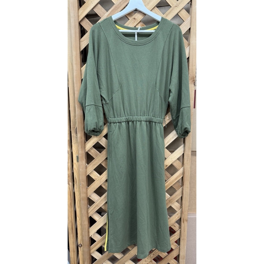 Anthropologie Women's Olive Green Thalia Fleece‎ Midi Dress Size Extra Small XS